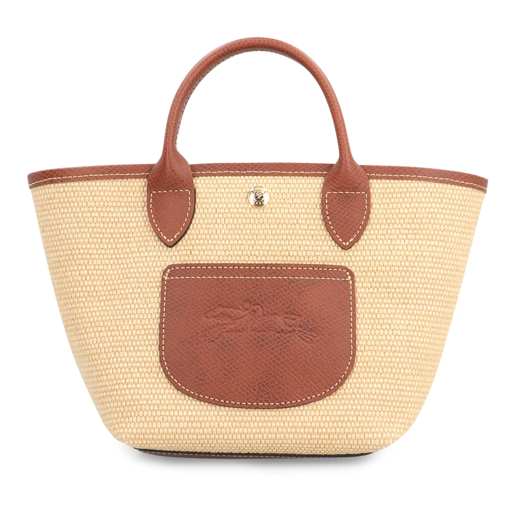 Longchamp Women's Beige Raffia Handbag With Leather Details - Handbags - One Size - Bags