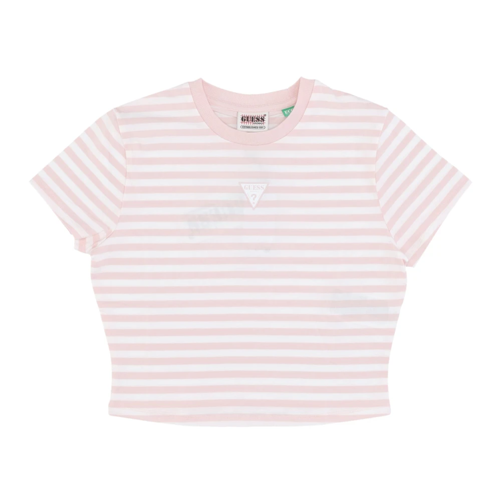 Guess Gestreepte Crop Tee Katoen Blush Multicolor Dames