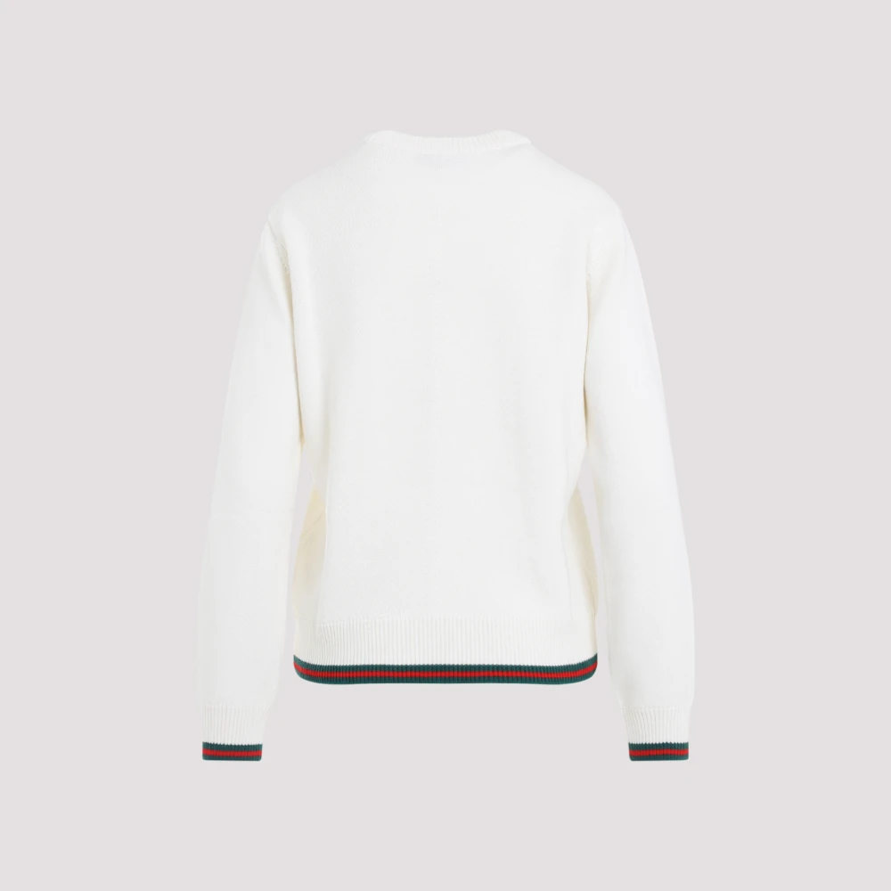 Gucci Wollen en kasjmier trui met webmotief White Dames