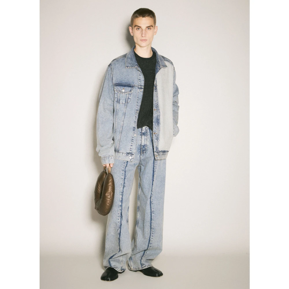 MM6 Maison Margiela Versleten Denimjack Binnenstebuiten Paneel Blue Heren