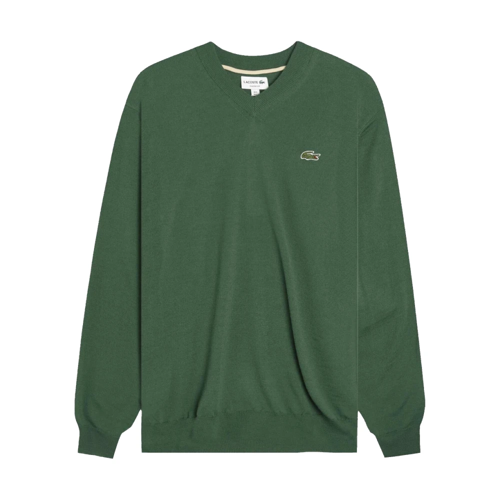 Lacoste Groene V-hals Katoenen Trui Green Heren