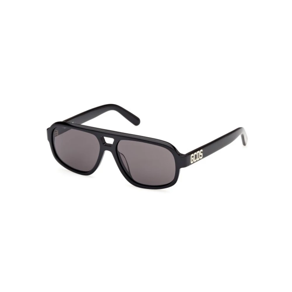 Gcds Unisex Black Sunglasses, One Size, Sunglasses Squadrata Glossy Style