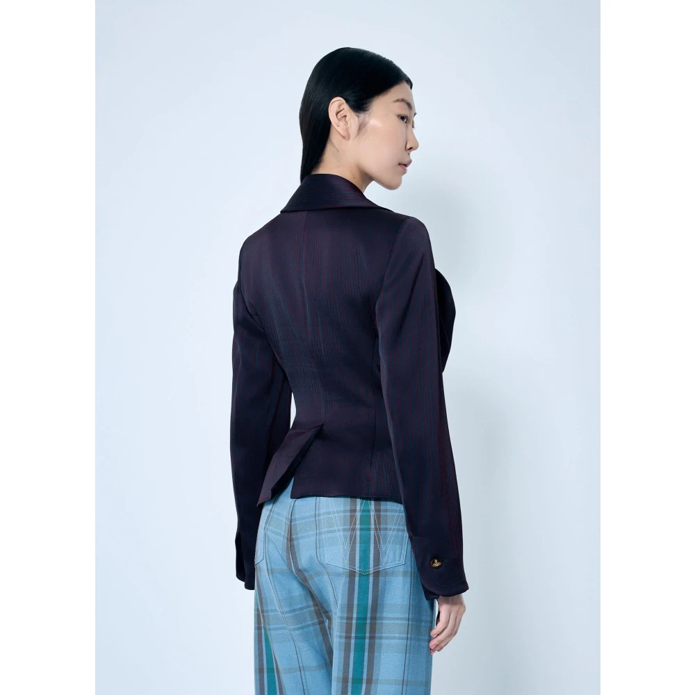 Vivienne Westwood Gestreepte Jacquard Getailleerde Blazer Purple Dames