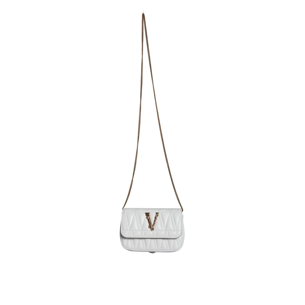 Versace Gewatteerde Leren Crossbody Tas met Verstelbare Band White Dames