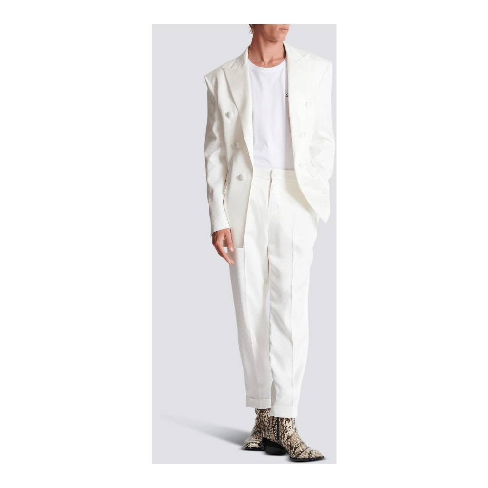 Balmain Monogram satijnen broek White Heren