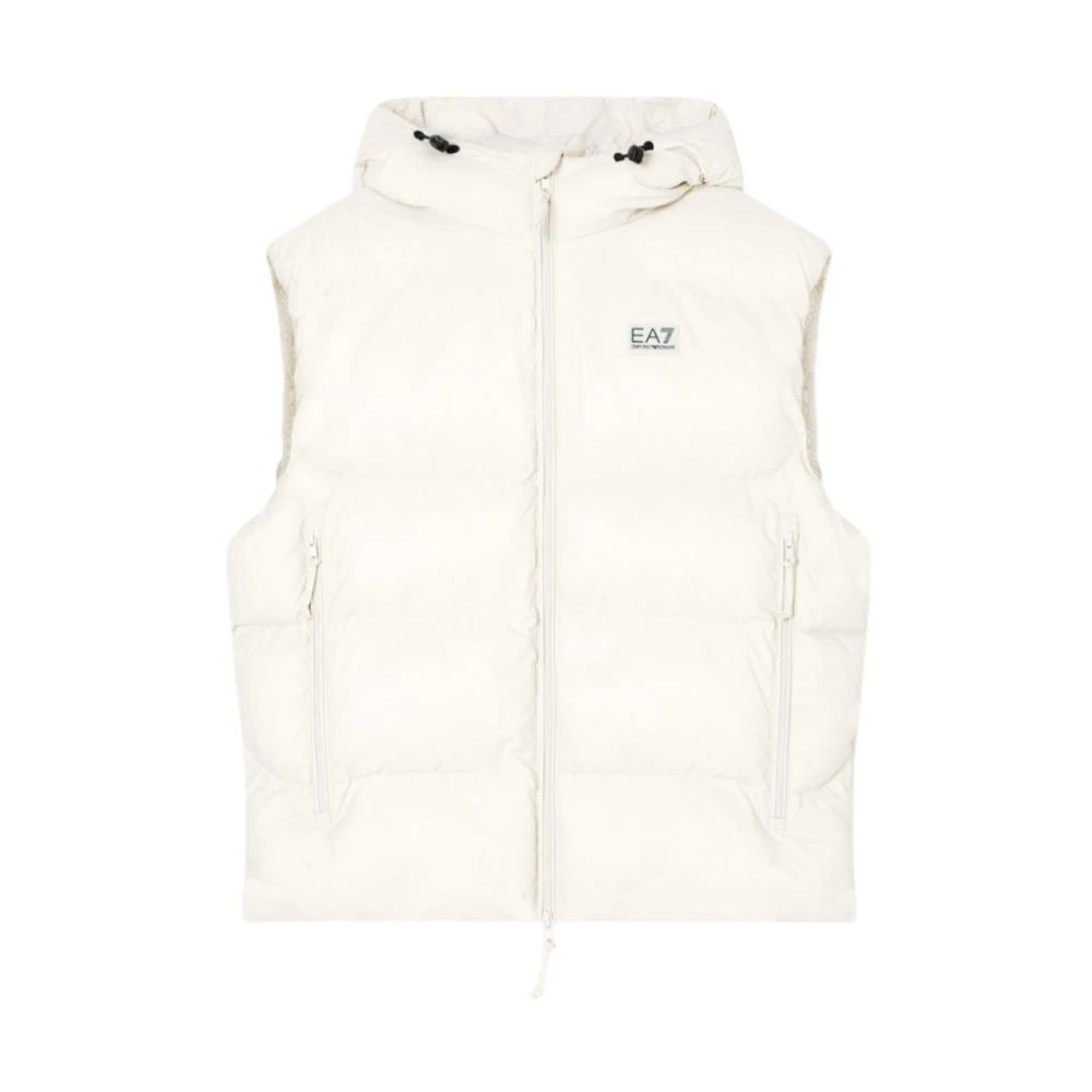 Emporio Armani Ea7 Grå Vadderad Väst Med Huva