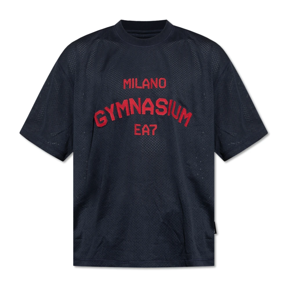 Emporio Armani Ea7 Blå T-Shirt Med Logotyp