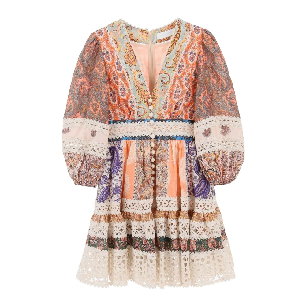 Zimmermann Mini-jurk met gehaakte details en Paisley-motieven Multicolor Dames