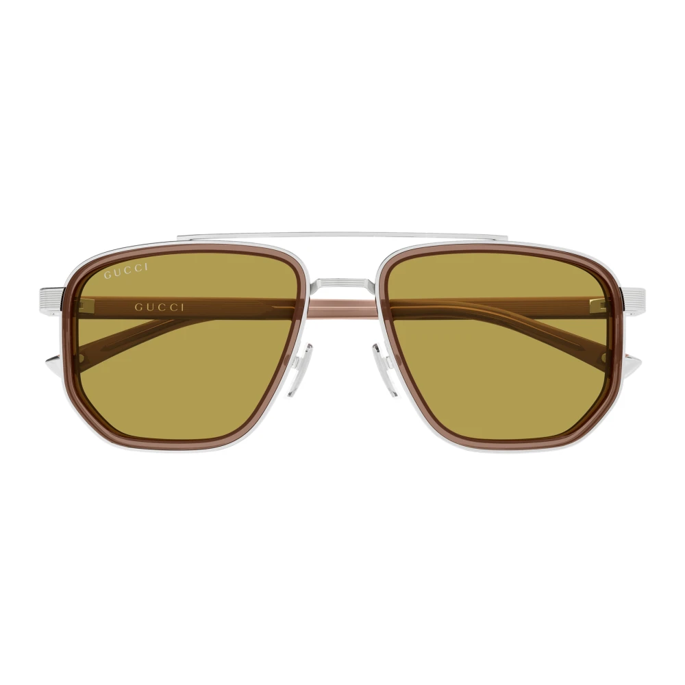 Gucci Men's Gray Double-Bridge Aviator Sunglasses - Sunglasses - 55 Mm - Accessories