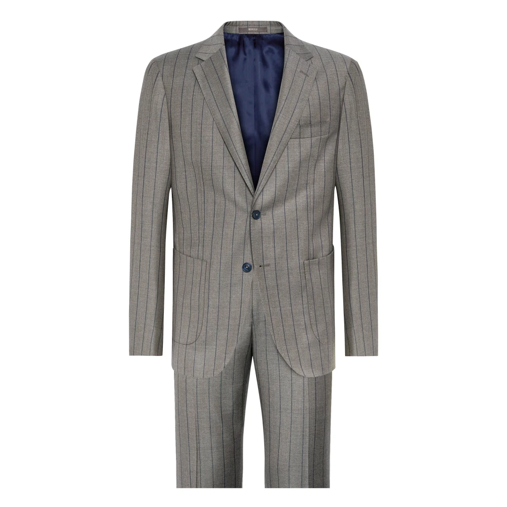 Boggi Milano Pinstripe ren ull kostym Gray, Herr