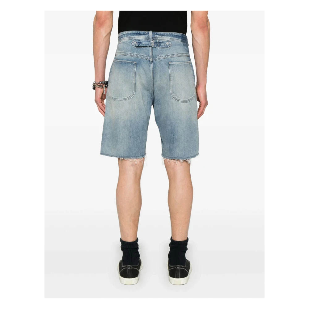 Maison Margiela Blauwe Katoenen Shorts Rechte Pijp Blue Heren
