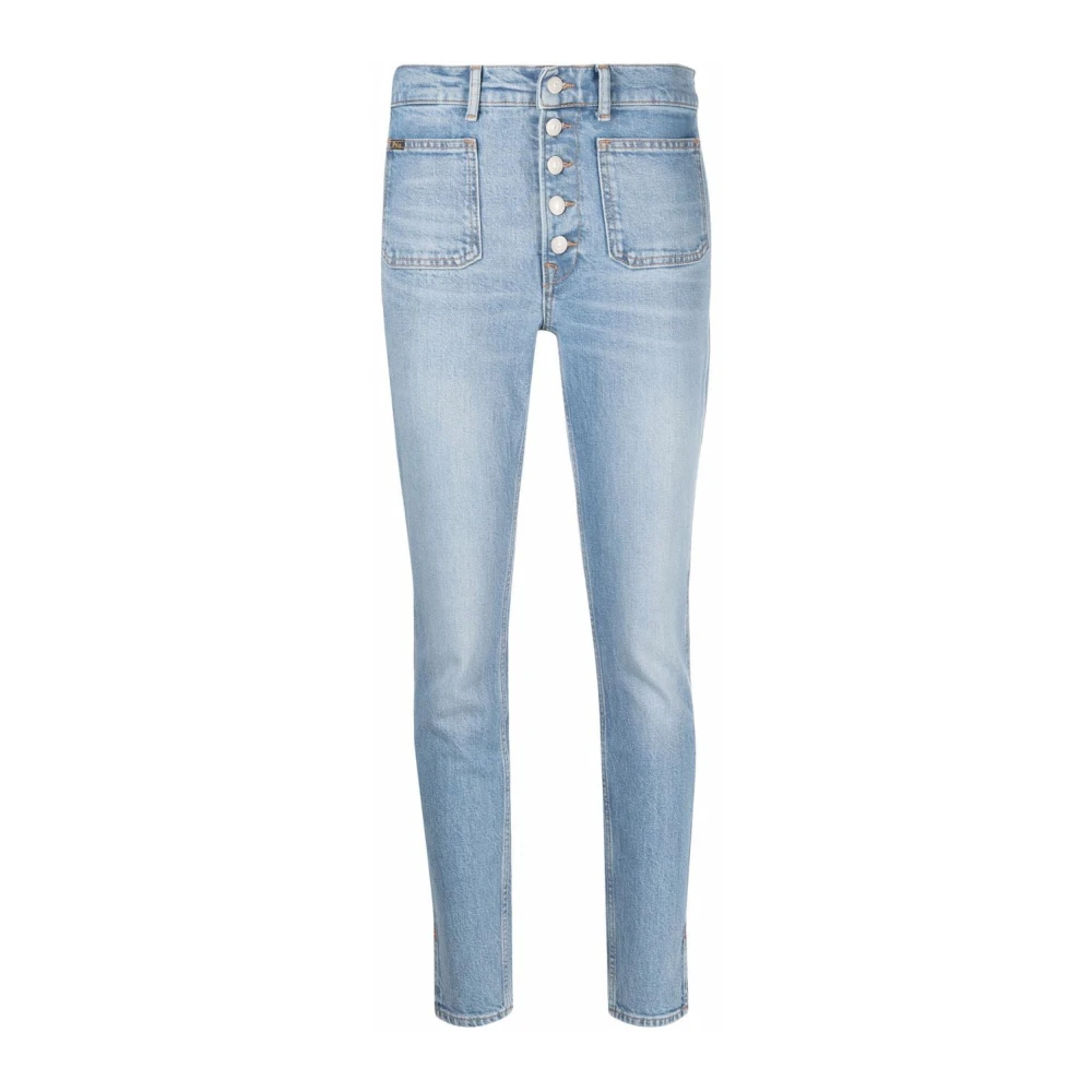Polo Ralph Lauren Hoge taille knoopsluiting skinny jeans Blue Dames