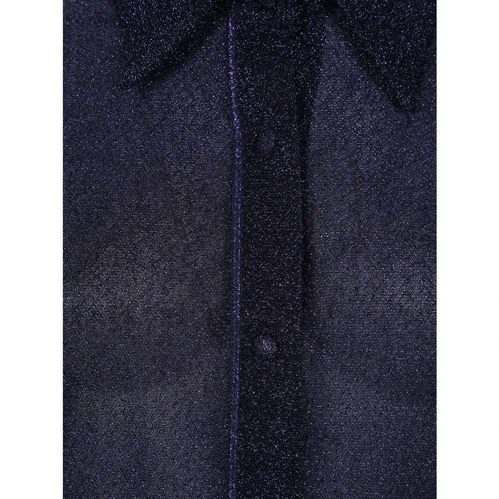 Oseree Nachtblauwe Lurex Mouwen Shirt Blue Dames