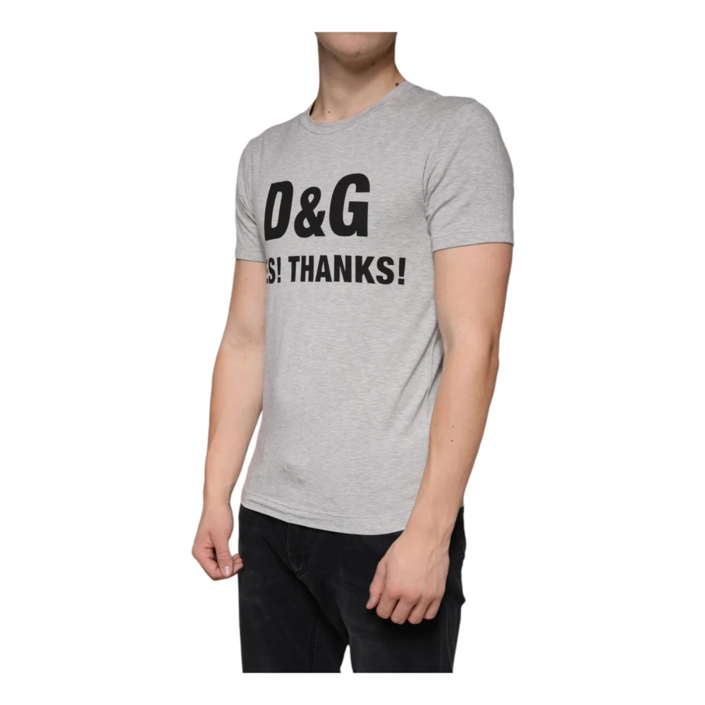 Dolce & Gabbana Grijze Logo Print Crewneck T-shirt Gray Heren