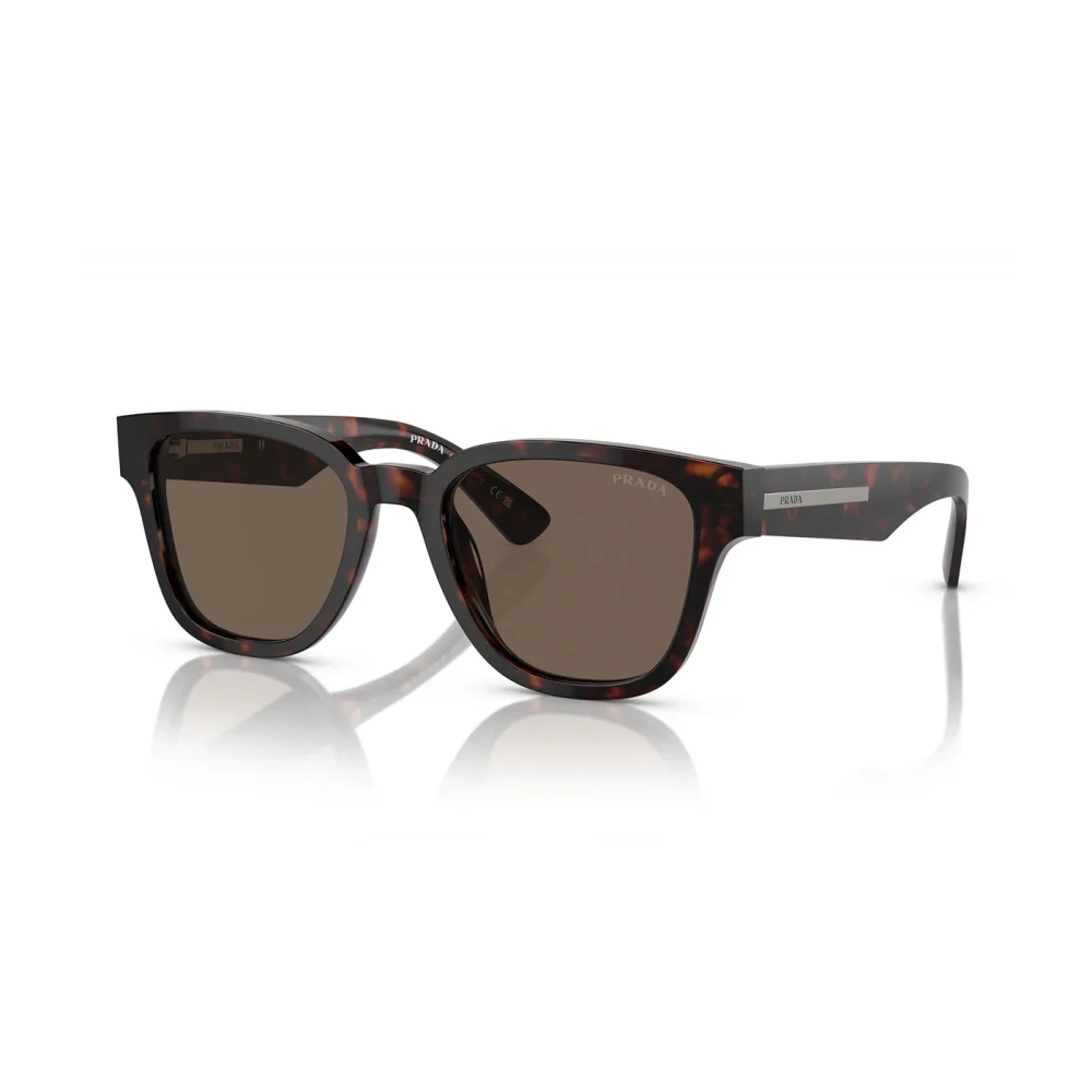 Prada Brown Sunglasses, Male, 52 Mm, Stylish Sunglasses With Metal Logo