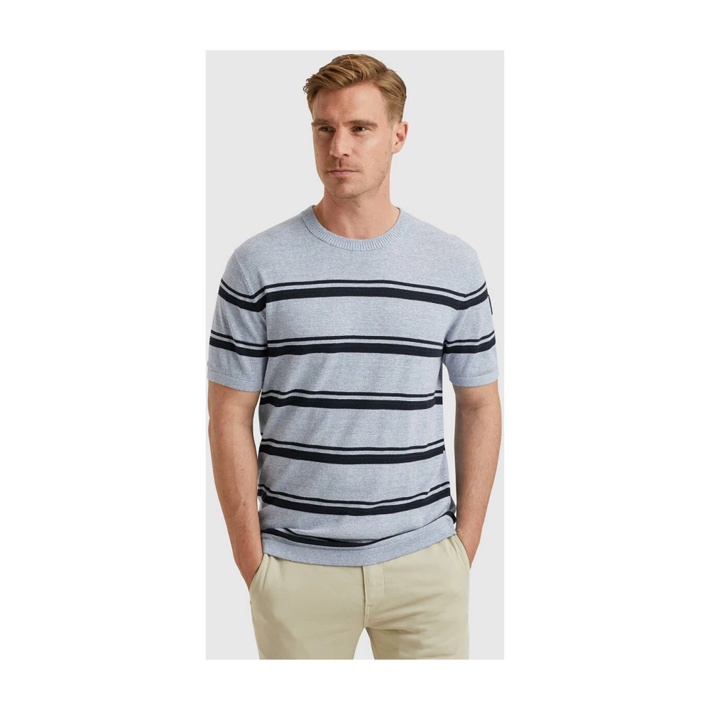 Vanguard Korte Mouw R-hals Katoen Linnen T-shirt Blue Heren