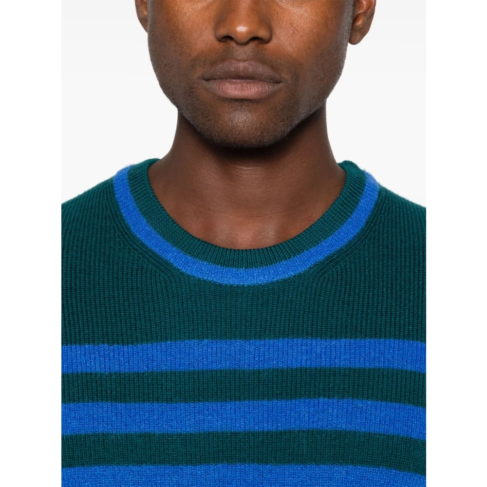 Paul Smith Gestreepte wollen trui met ronde hals Blue Heren