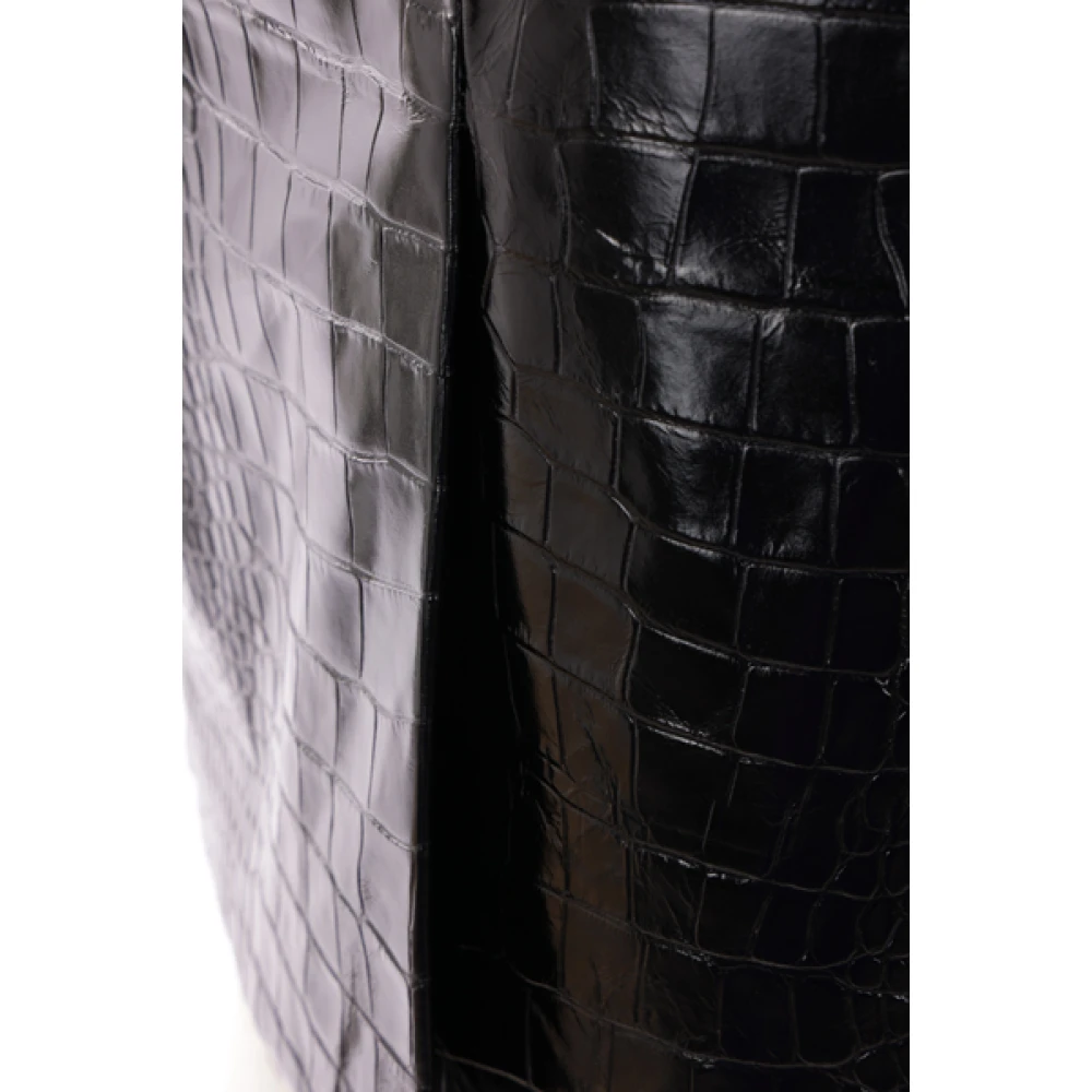 Versace Zwarte Krokodillenprint Leren Midi Rok Black Dames
