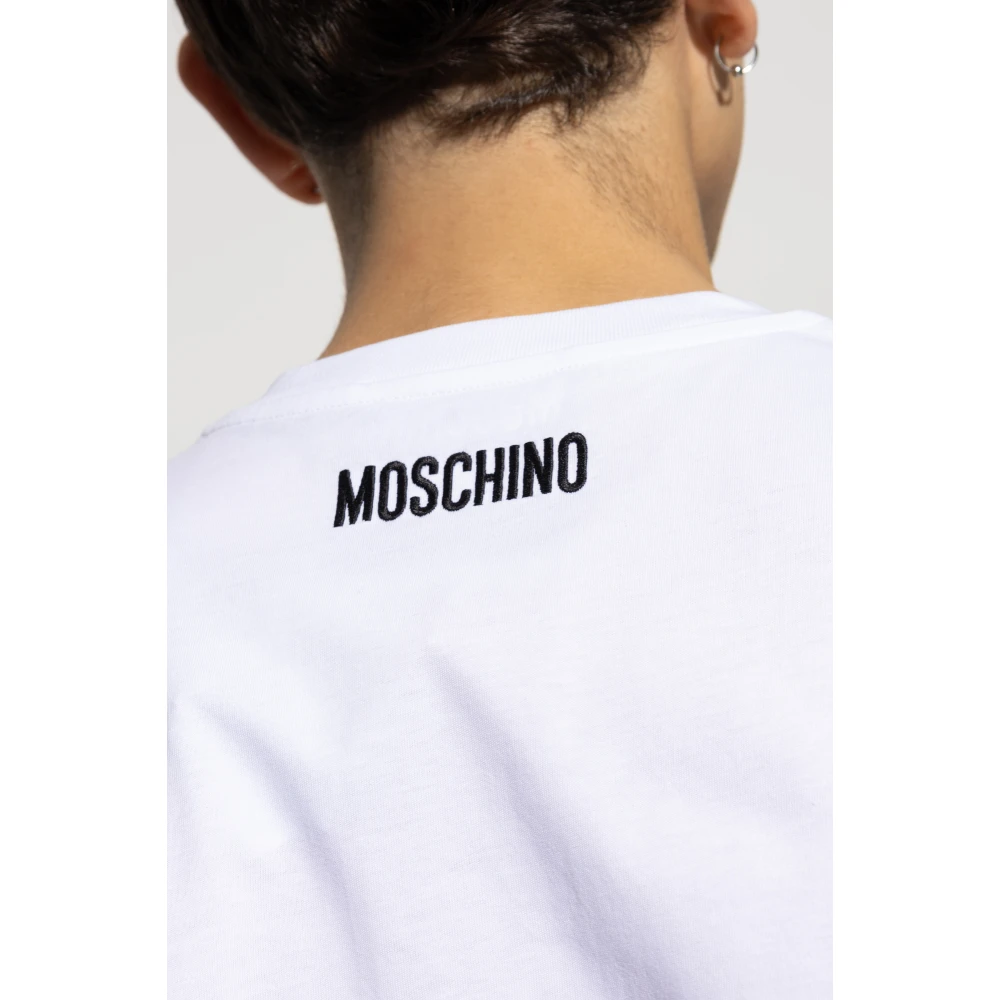Moschino T-shirt met geborduurde teksten White Heren