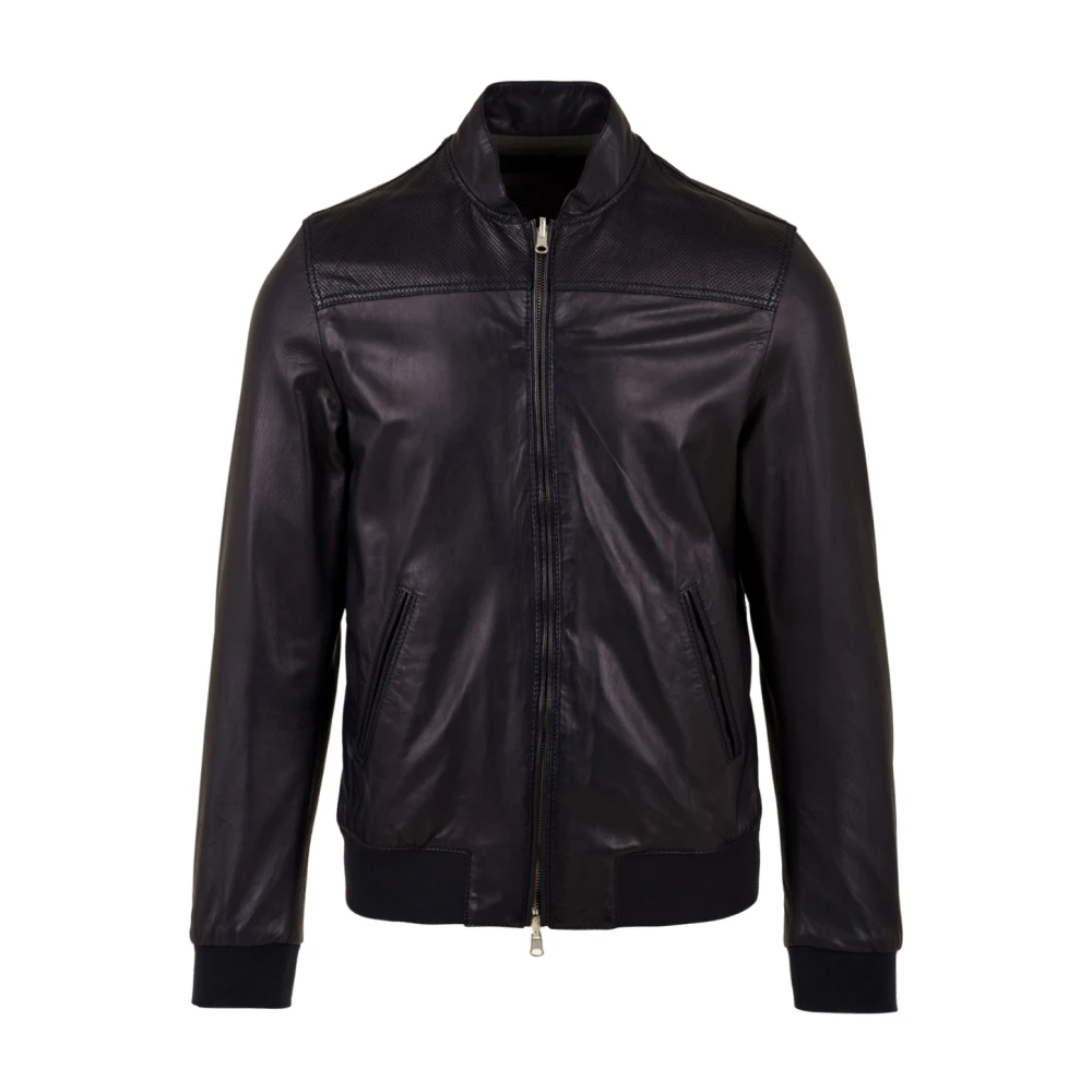 The Jack Leathers Fresco Napl Blue Leren Jas Blue Heren