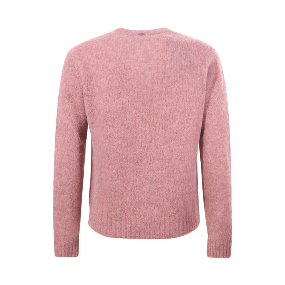Herno Roze Crew-neck Sweater met Metalen Logo Pink Heren