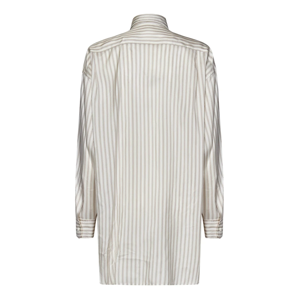 ETRO Gestreepte Beige Zijden Overhemd Beige Dames