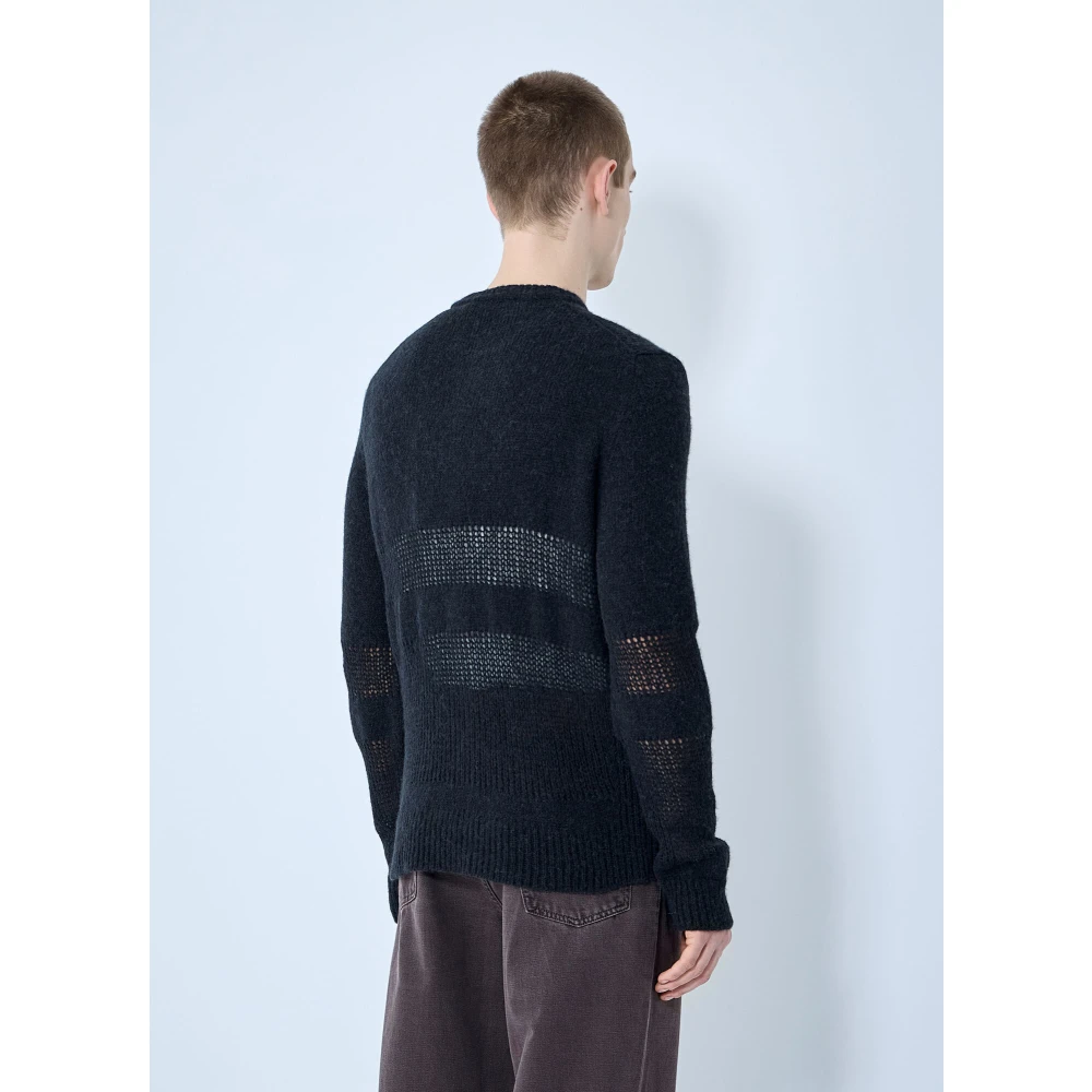 Our Legacy Contrast Gebreide Vest Knoop-Up Sweater Black Heren
