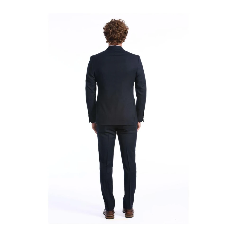 Baldinini Blauw Wollen Double Breasted Pak Blue Heren