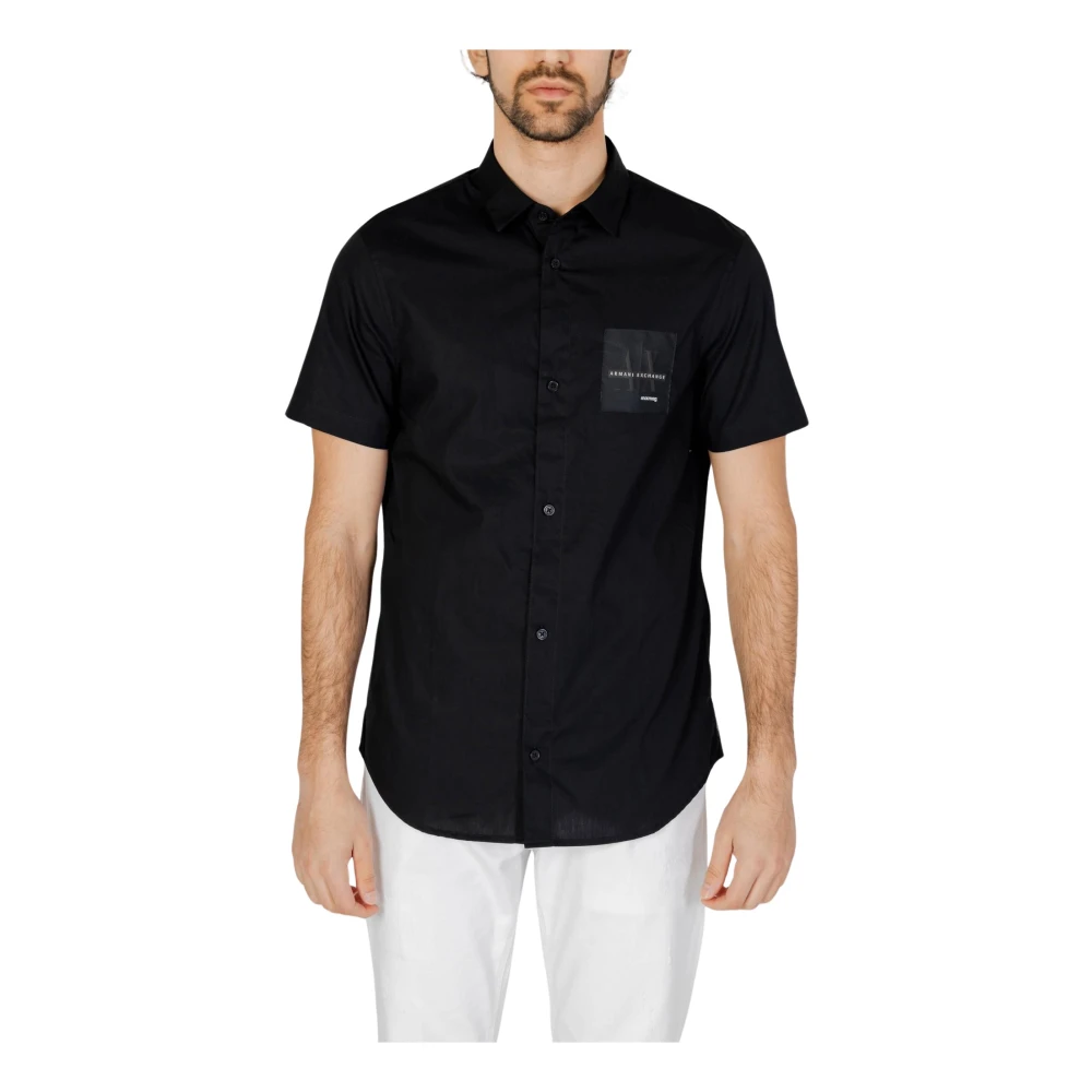 Armani Exchange Short Sleeve Shirts Black Heren