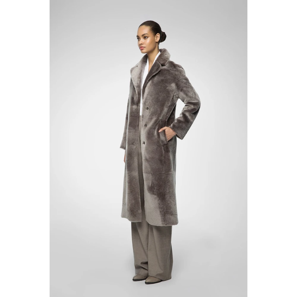 Vespucci by VSP Jennifer Warm Grijs Shearling Jas Gray Dames