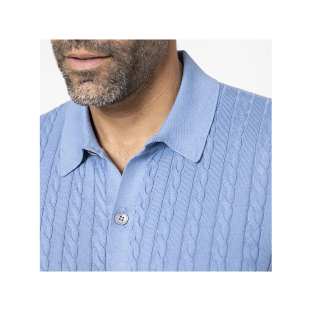 Gran Sasso Blauwe Twisted Korte Mouw Shirt Blue Heren