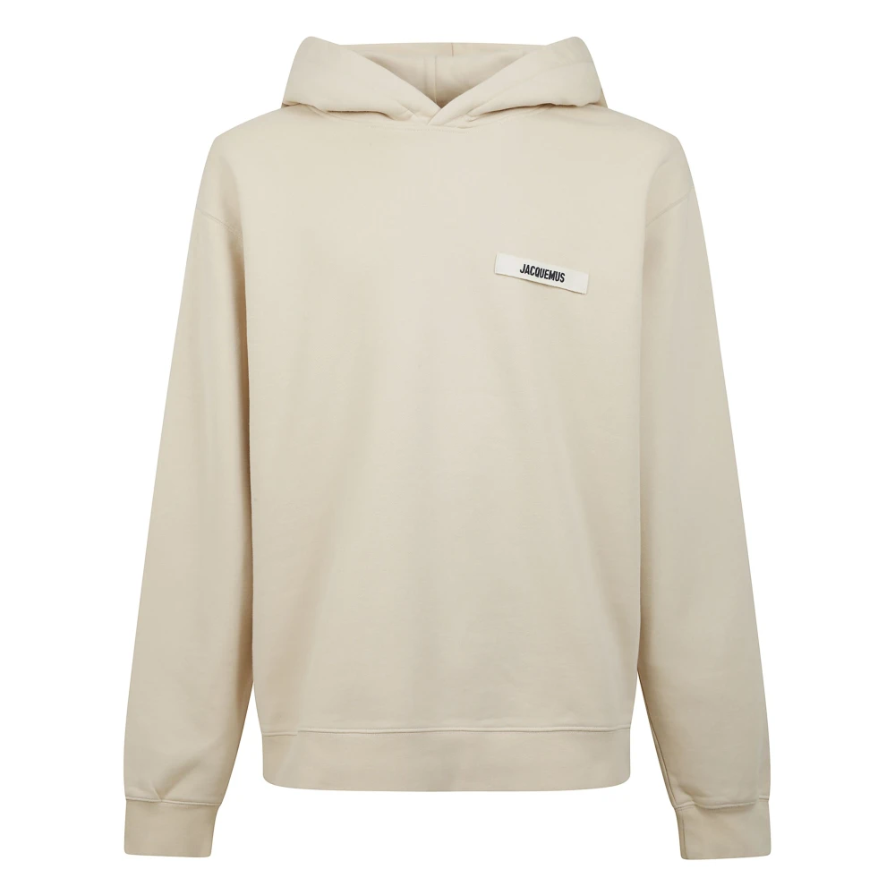 Jacquemus Men's Beige Hoodies, S, Hoodie With Gros-Grain Logo