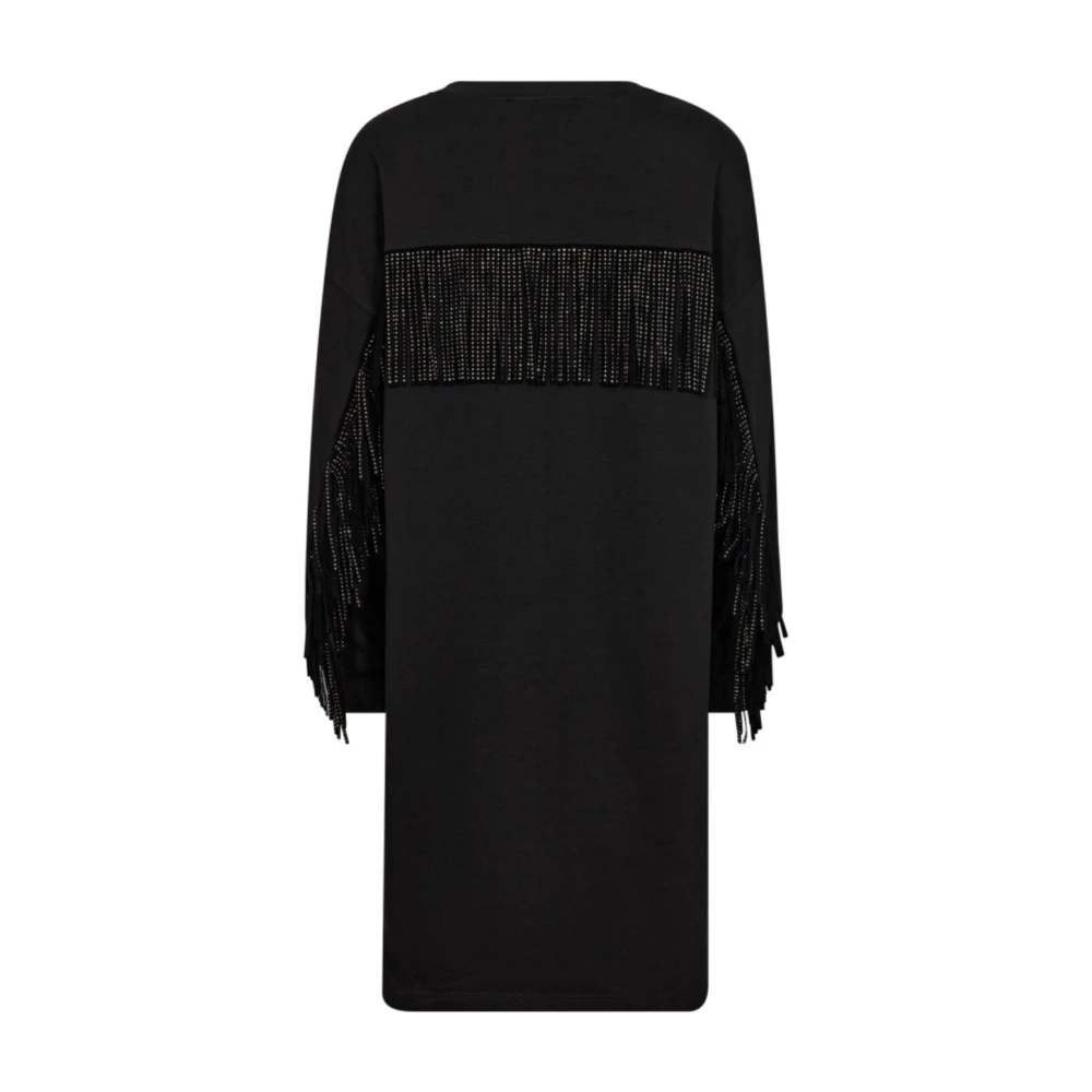 Co'Couture Zwarte Franje Stud Sweat Jurk Black Dames