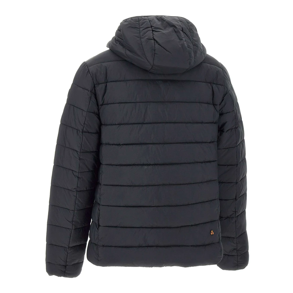 Save The Duck Zwarte Donsjas Capuchon Rits Zakken Black Heren