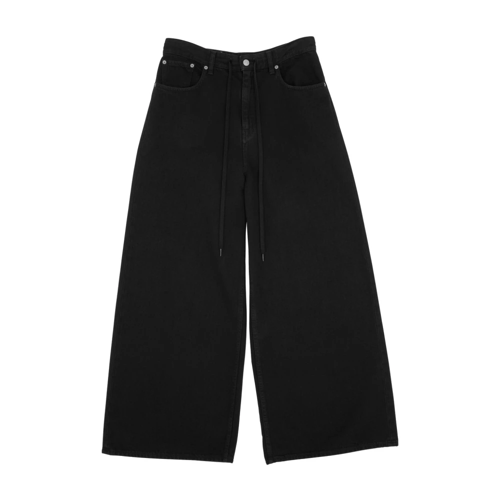 MM6 Maison Margiela Wijde Pijpen Jeans met Elastische Tailleband Black Dames