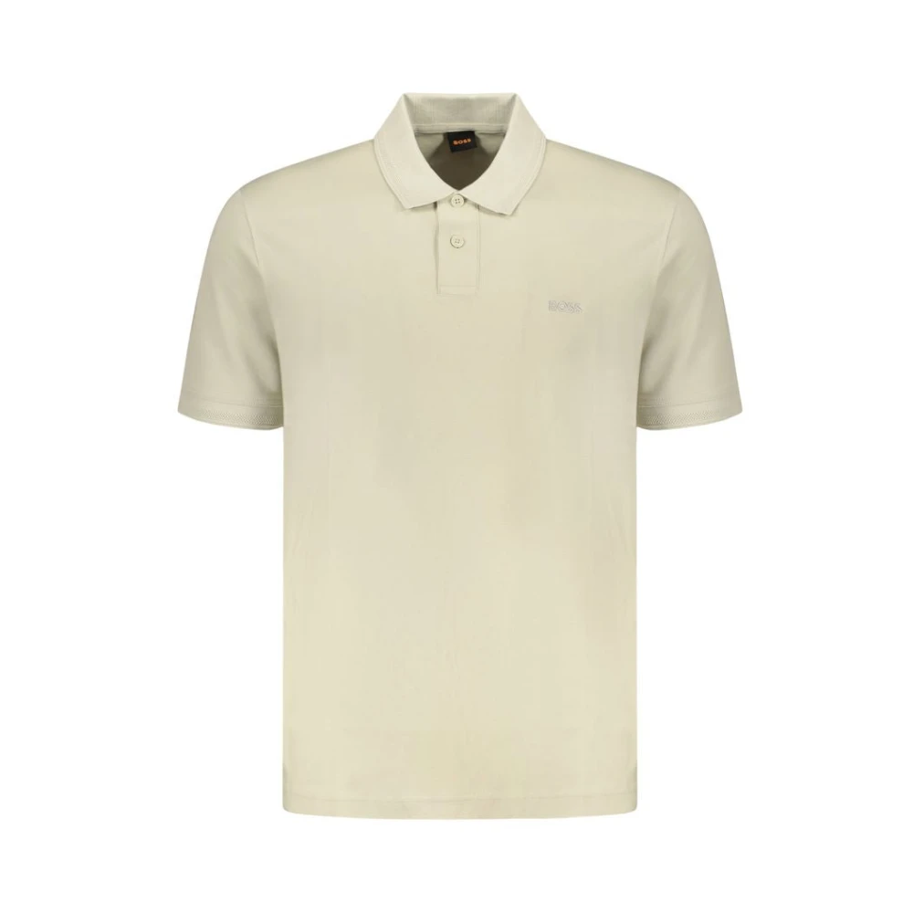 Hugo Men's Beige Polo Shirts, Xl, Cotton Polo Shirt With Embroidery