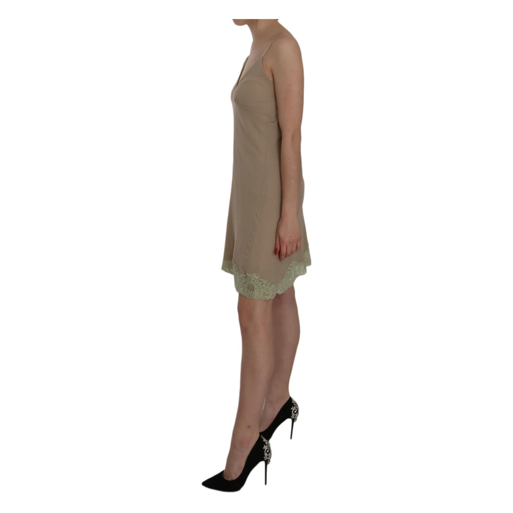 Pink Memories Elegante Beige Spaghettiband Mini Jurk Beige Dames