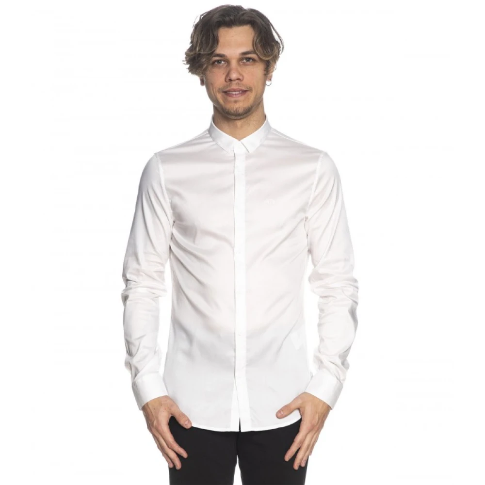 Armani Elegante Overhemd met Lange Mouwen White Heren
