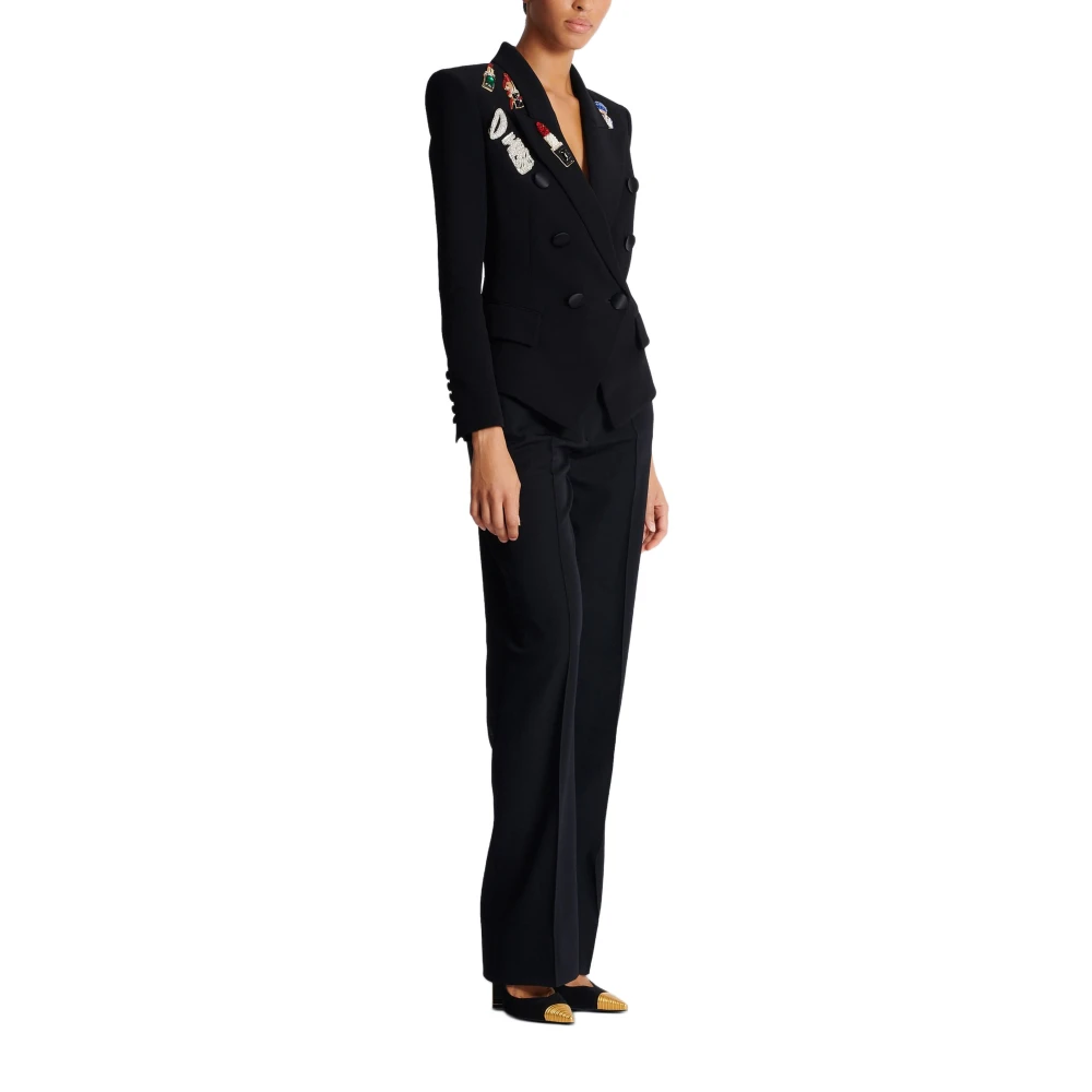 Balmain Aansluitend jasje met 6 knopen en patches Black Dames