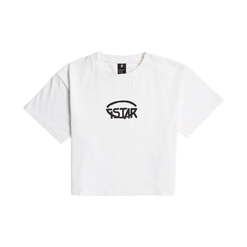 G-Star Logo Cropped Relaxte T-shirt White Dames