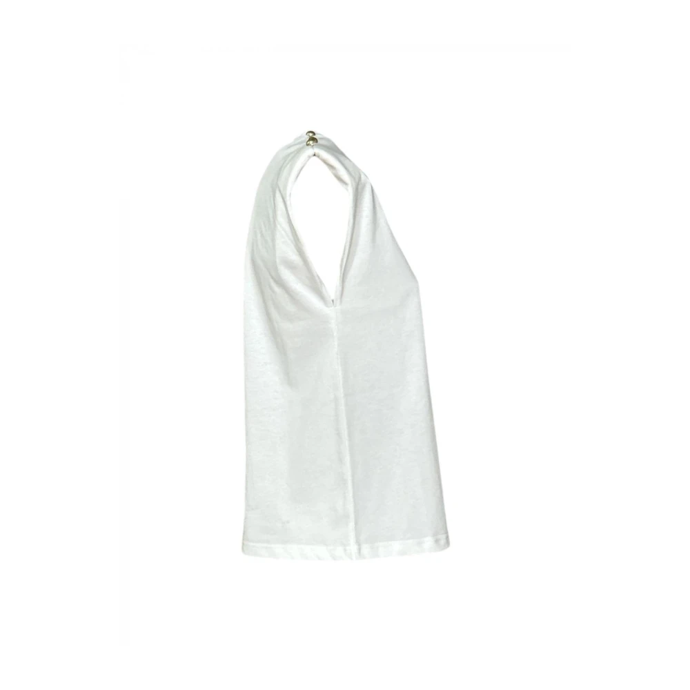 Molly Bracken Parel Versierde Ronde Hals Katoenen T-shirt White Dames