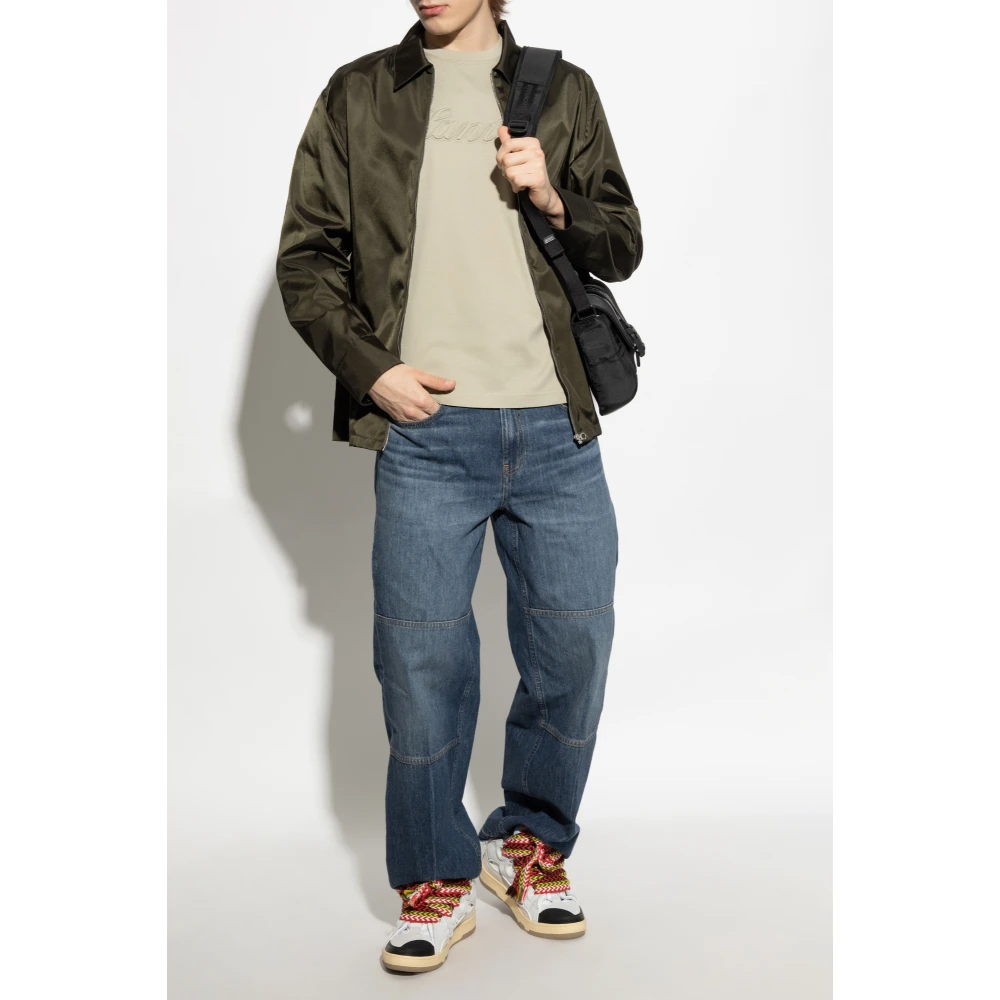 Lanvin T-shirt met reliëf logo Green Heren