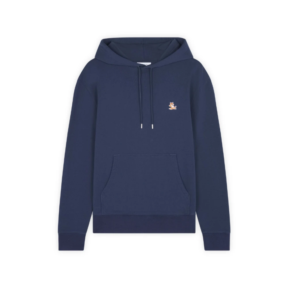 Maison Kitsuné Katoenen Hoodie met Klein Contrastlogo Blue Heren