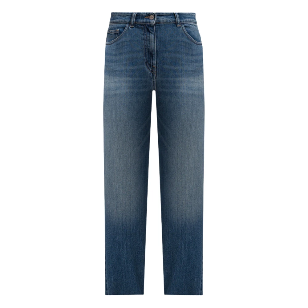Twinset Women's Blue Slim-Fit Jeans,, Denim Jeans With Scratch Effect Embroidered Logo W33
