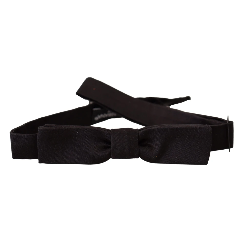 Dolce & Gabbana Elegante Zwarte Zijden Vlinderdas Black Heren