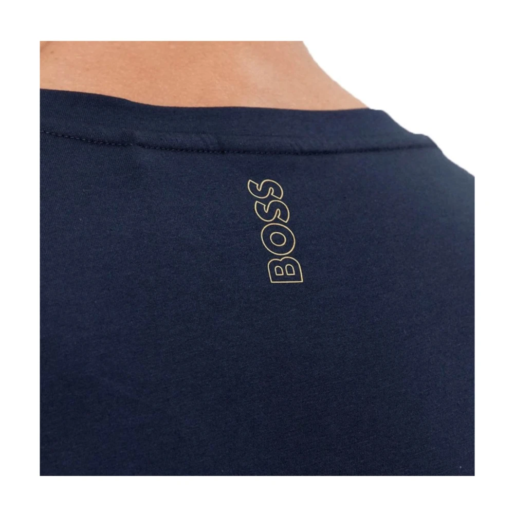 Hugo Boss Blauw Logo Katoenen T-shirt Blue Heren