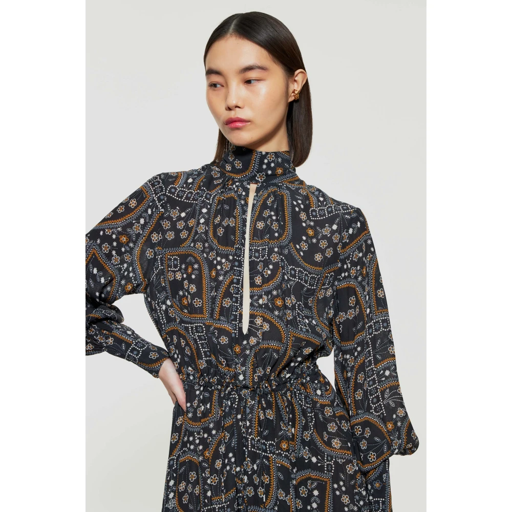 Antik batik Elie print maxi jurk Black Dames