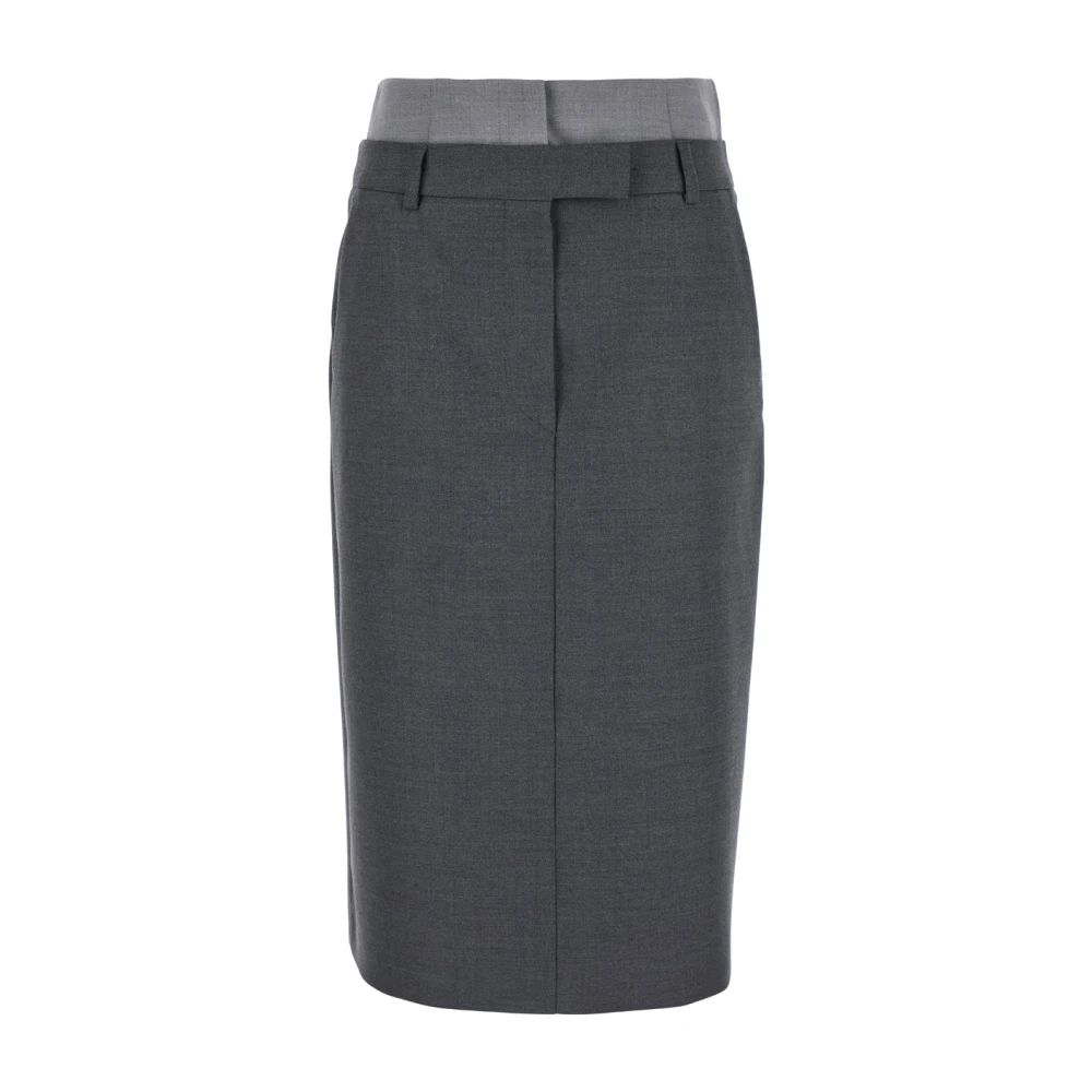 SPORTMAX Alceste Grijze Wol Midi Rok Gray Dames