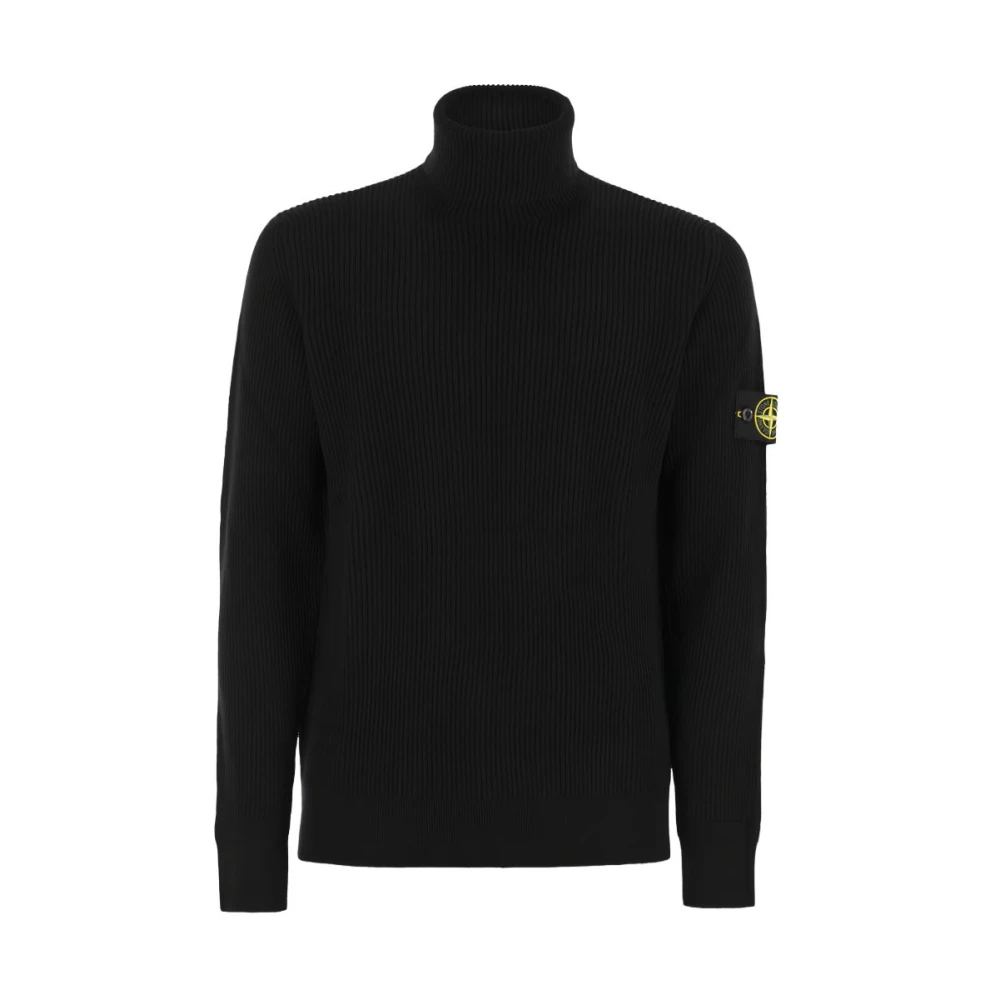 Stone Island Homme Noir - Pull À Col Roulé Côtelé - Pulls - Taille: 3XL