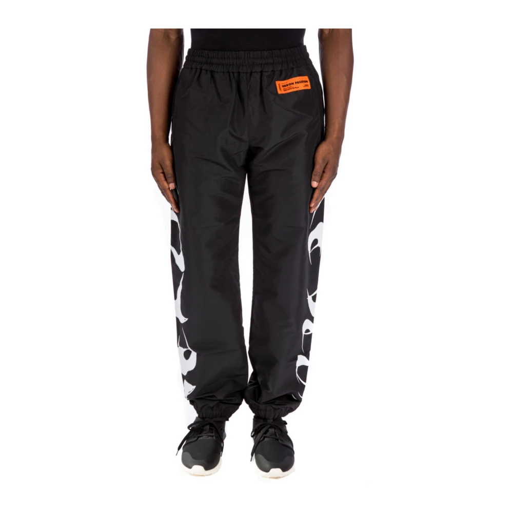 Heron Preston Katoenen Trackpants Zwart Wit Black Heren
